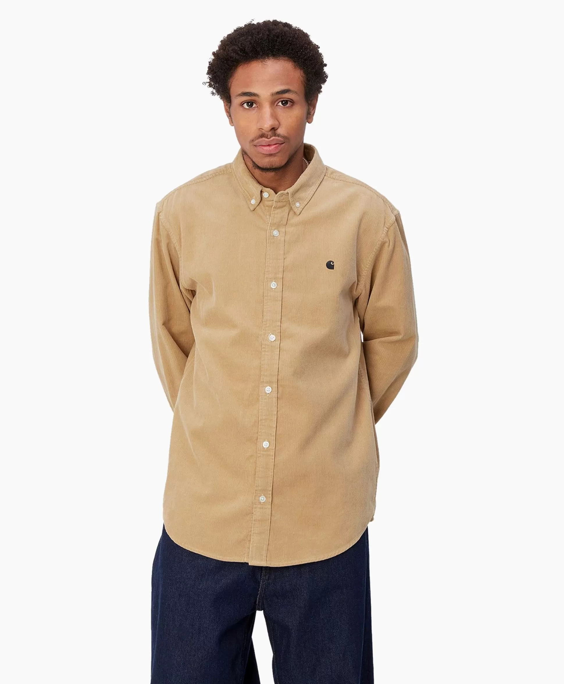 Sale Overhemd L/S Madison Fine Cord Beige Heren Overhemden