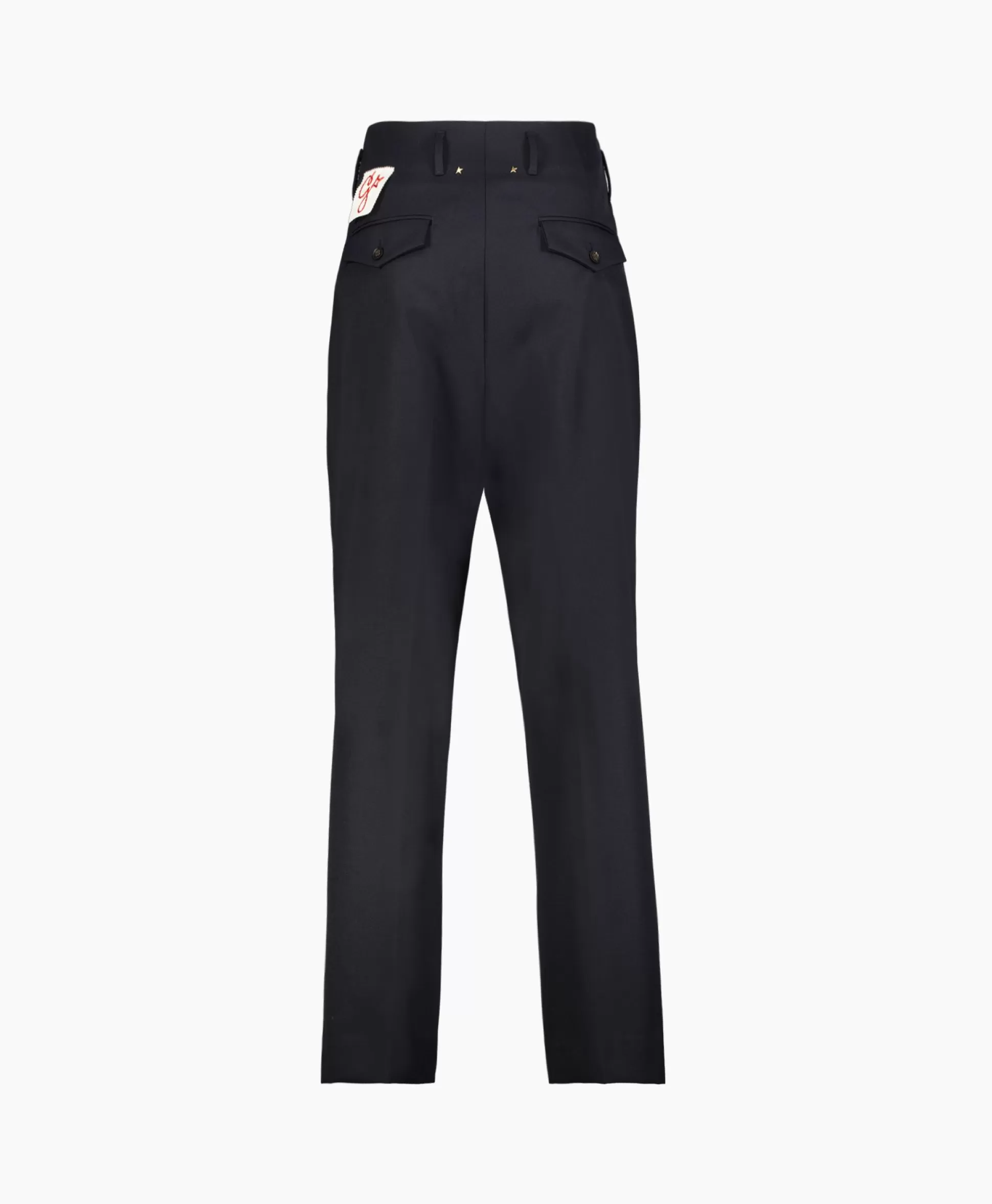 New Broek Golden M Wide Legs Compact Gabardine Wool Donker Blauw Heren Broeken