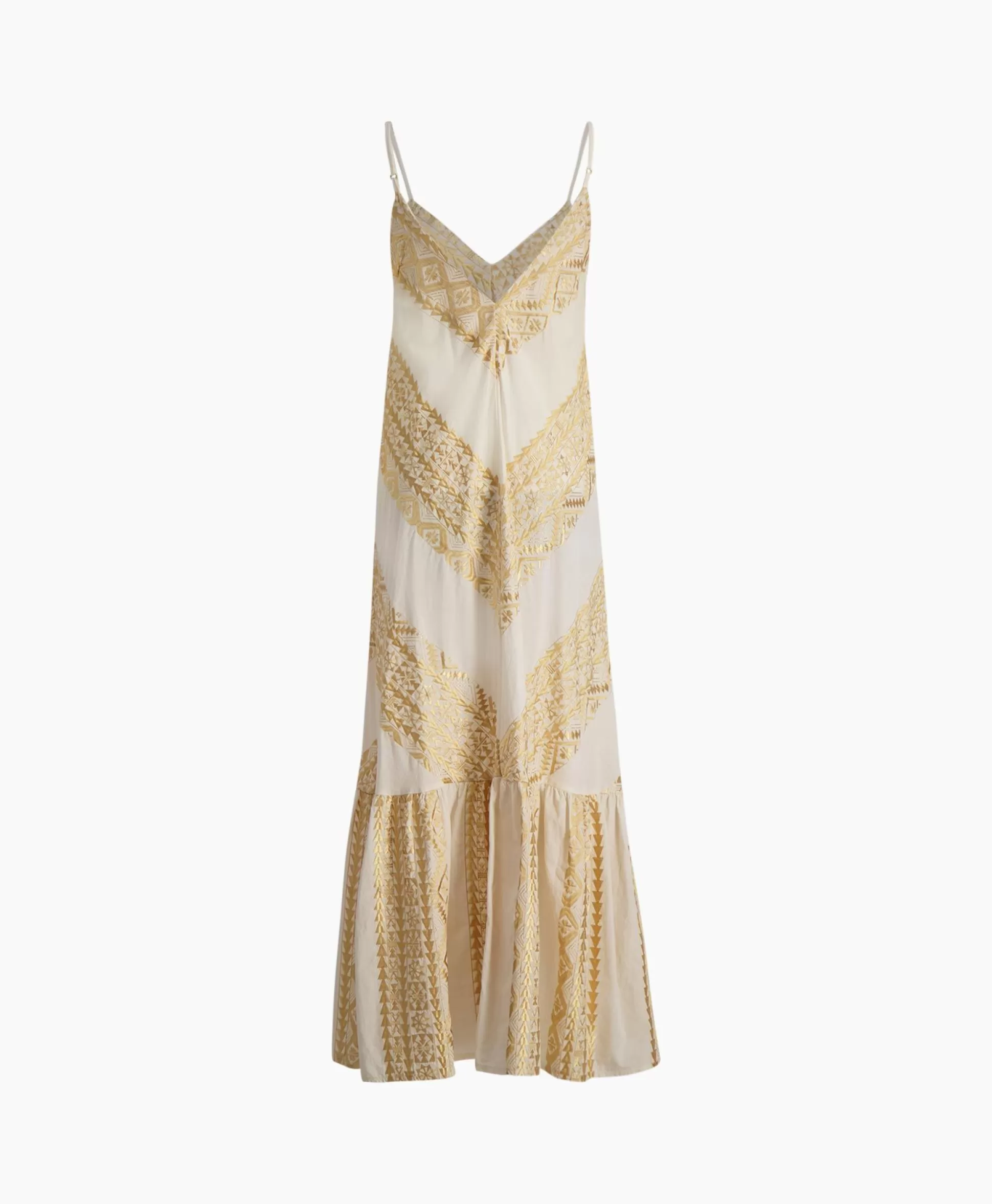 Outlet Maxi Jurk Long All Over Old Straps Ivoor / Naturel Dames Bruiloftskleding