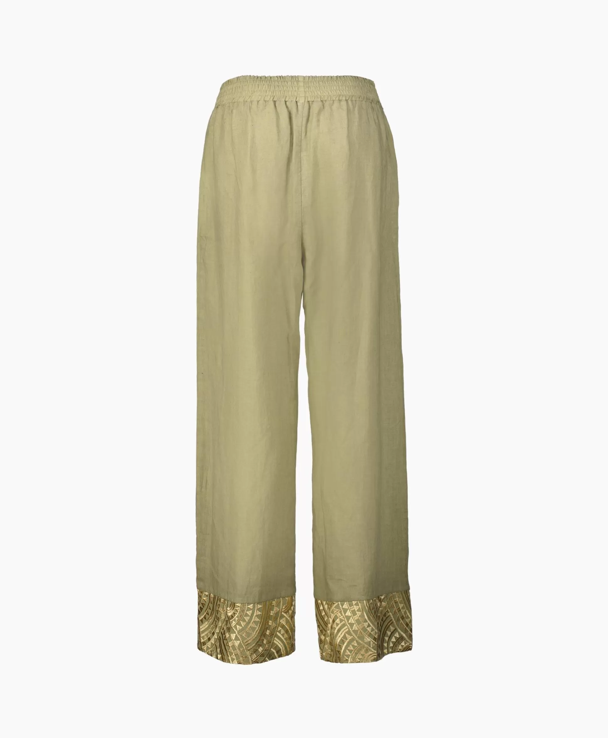 Sale Pantalon New All Over Elastic Waistband Goud Dames Broeken